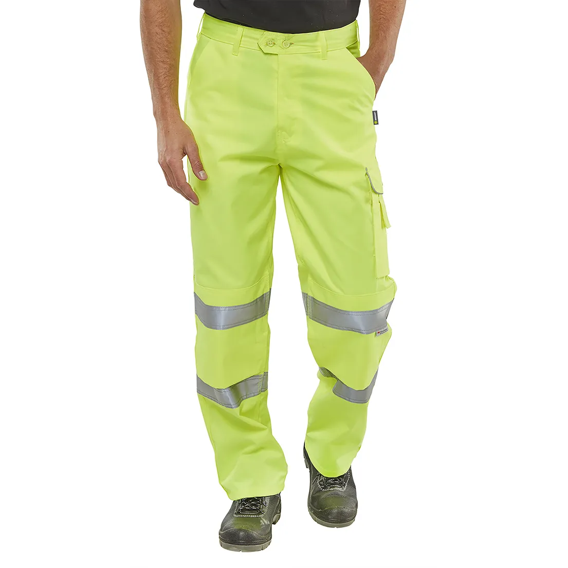 Beeswift Hi-Vis Poly Cotton Trousers — Saturn Yellow